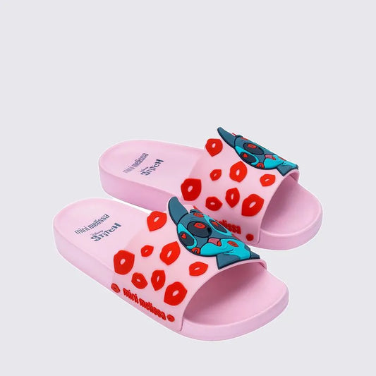 Mini Melissa Flowing+Stitch Children's Pink/Blue Slides