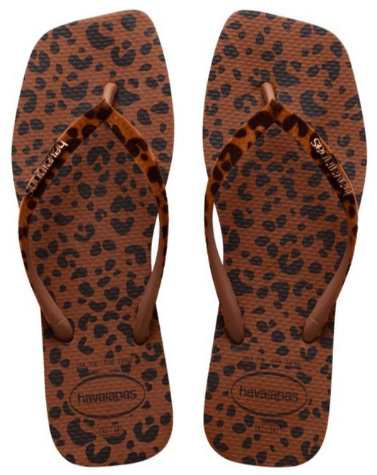 Havaianas Slim Square Velvet Animal Print Brown