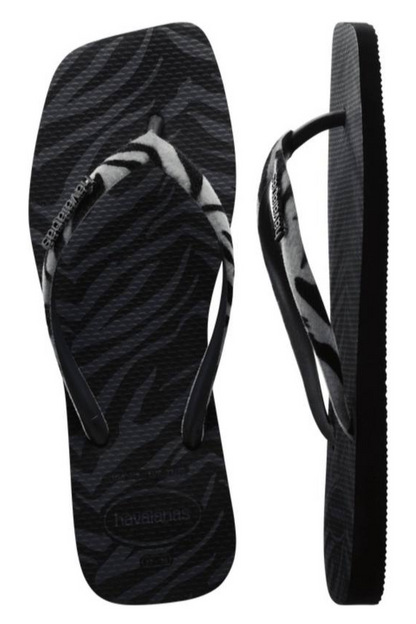 Havaianas Slim Square Velvet Animal Print Black