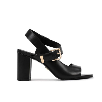 Black High Heel Leather Sandal