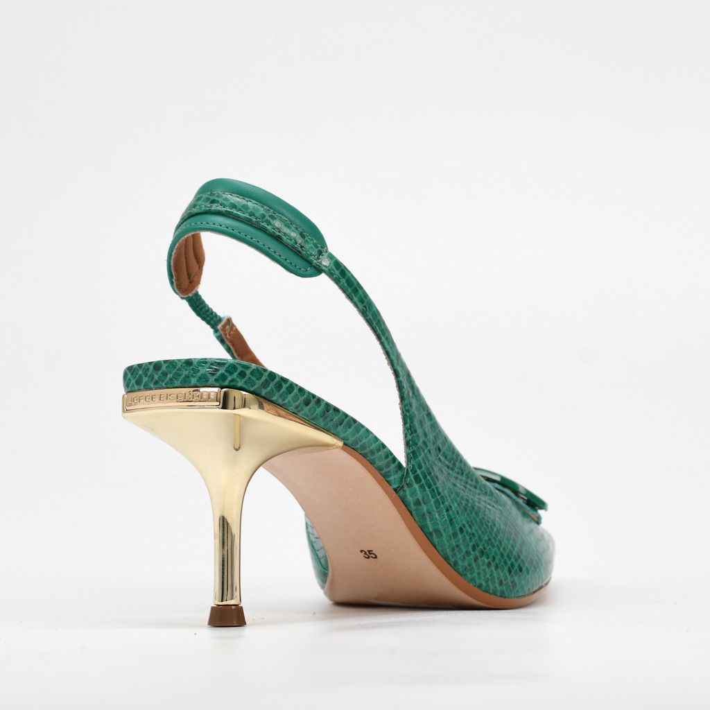 Green leather pumps