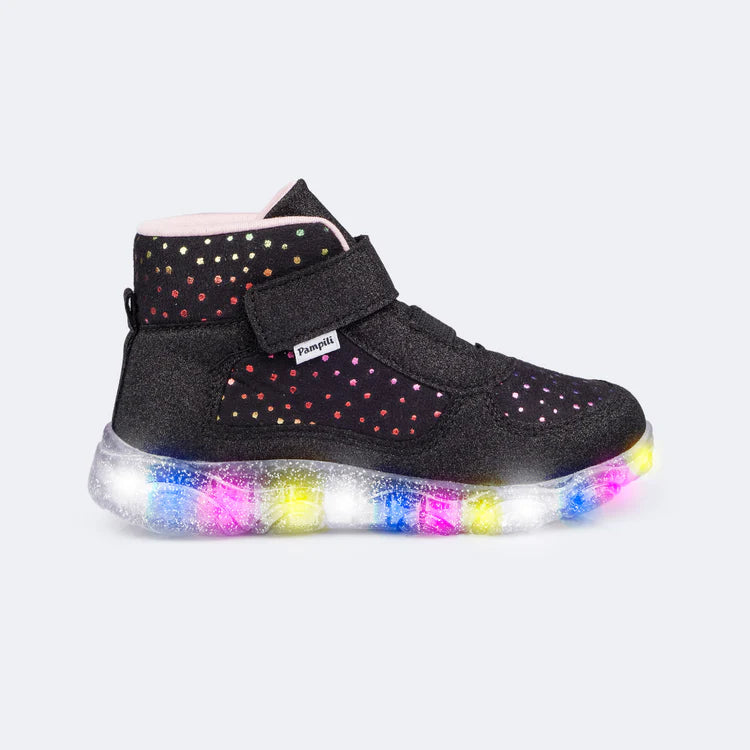 Pampili Velvety Girls' Led Black Sneakers