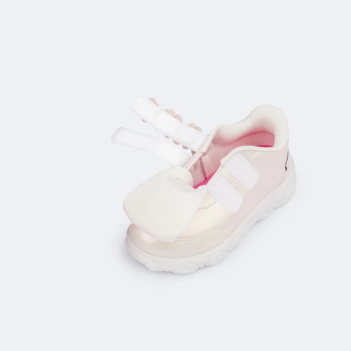 Liz Girls' Led Sneakers with Pearly Butterflies in Nude
