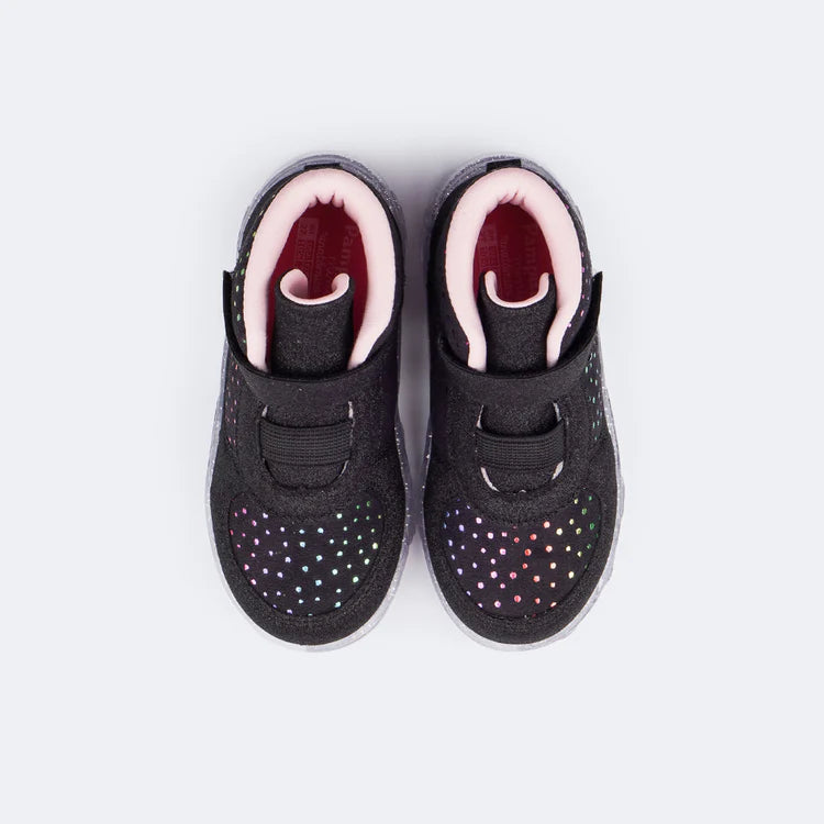 Pampili Velvety Girls' Led Black Sneakers