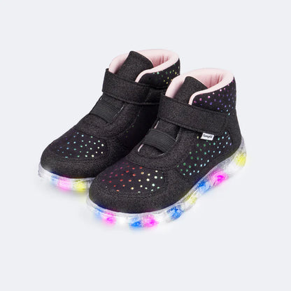 Pampili Velvety Girls' Led Black Sneakers