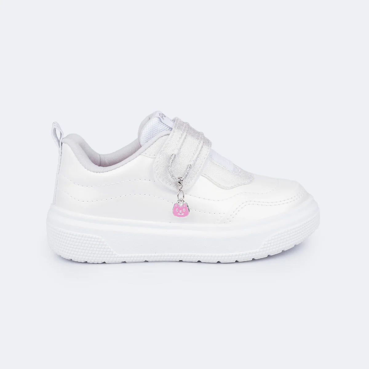 Girls' White Pearl Pendant Sneakers