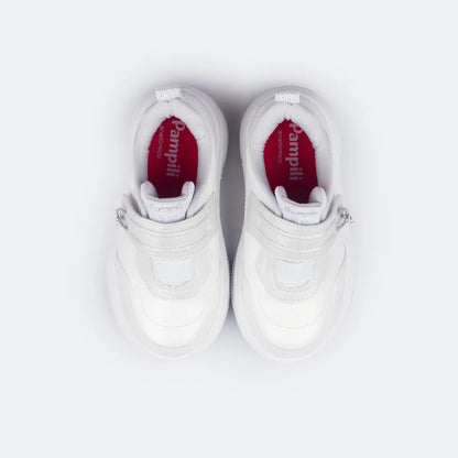 Girls' White Pearl Pendant Sneakers