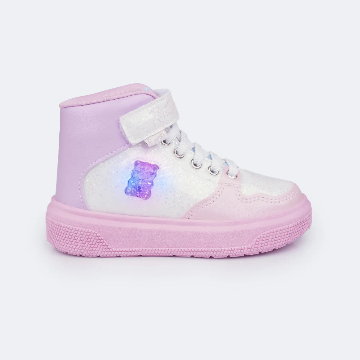 Pampili Bear Kids' Mid-Calf LED Pink Sneakers