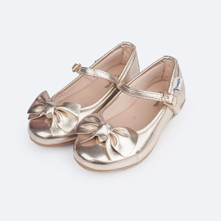 Pampili Mini Mariah Children's Shoes with Golden Knot Bow