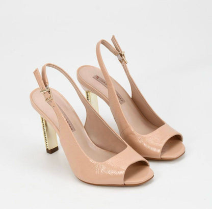 Women's Open Toe Leather Mini Snake Shoes in Pink