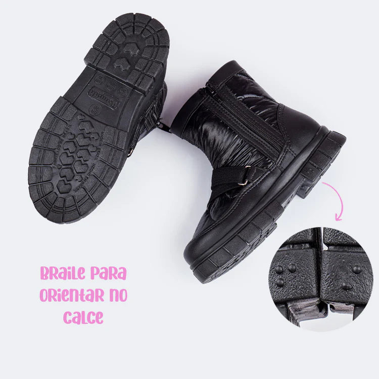 Pampili Lucky Quilted Children's Ankle Black Boots