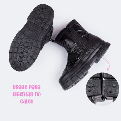 Pampili Lucky Quilted Children's Ankle Black Boots