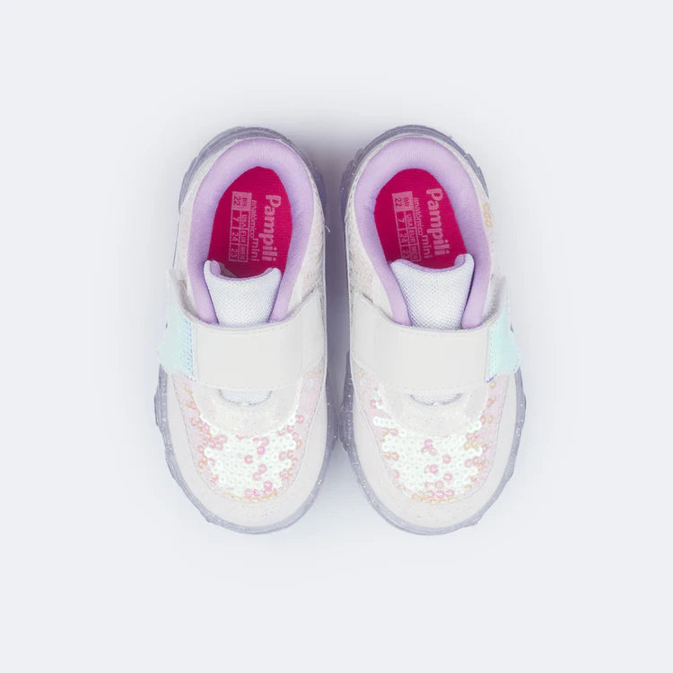 Liz Children's LED Sneakers with Mermaid Tail Light White