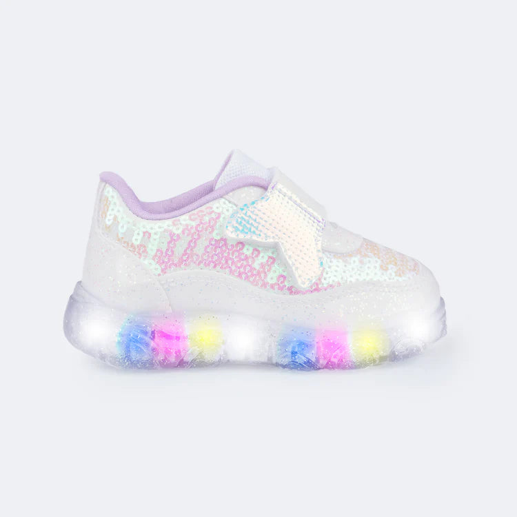 Liz Children's LED Sneakers with Mermaid Tail Light White