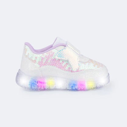 Liz Children's LED Sneakers with Mermaid Tail Light White