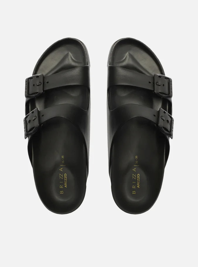Black Slide Flatform Straps Brizza