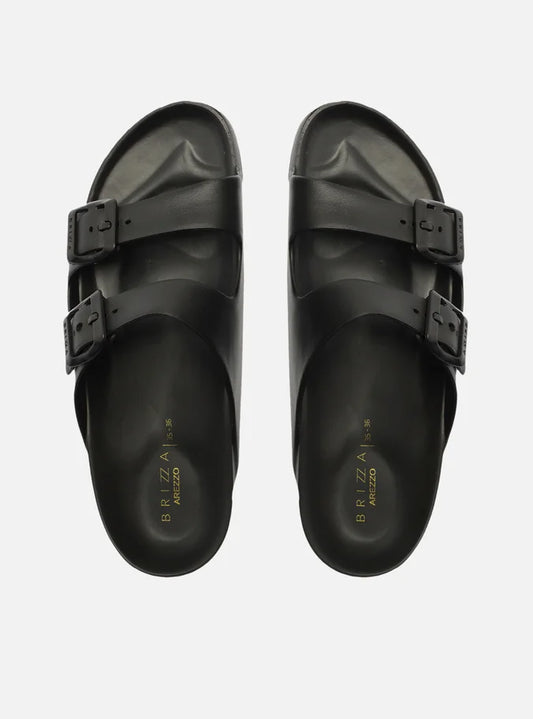 Black Slide Flatform Straps Brizza