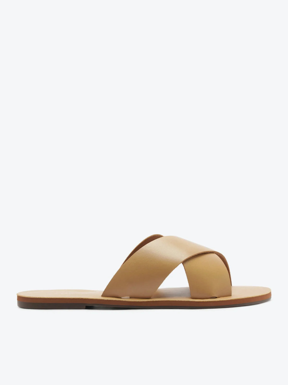 Anacapri Leather Crossed Straps Beige Slides
