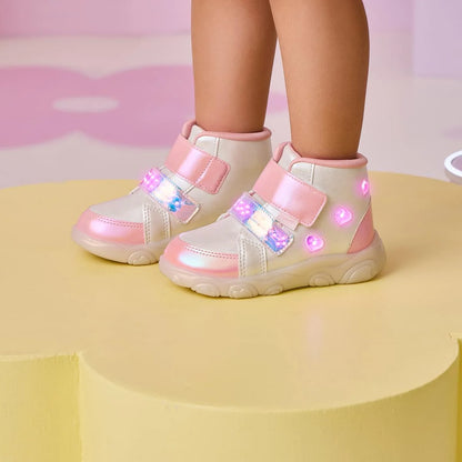 Pampili Heart Led White/Pink Boots