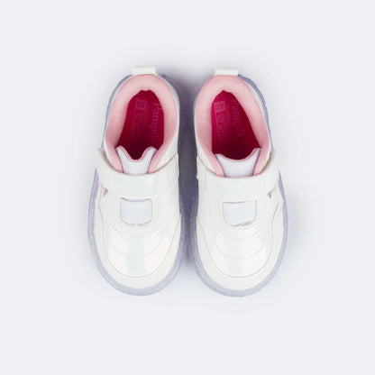 Girls' Led Sneakers, Light Heart Sneaker, White Varnish