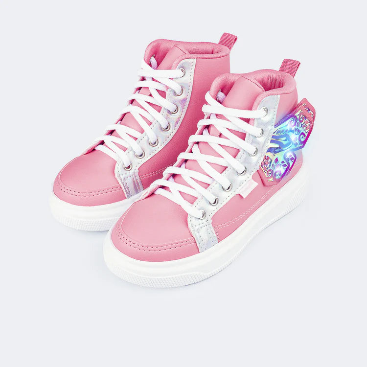 Pink Wing High Top LED Sneakers for Girls