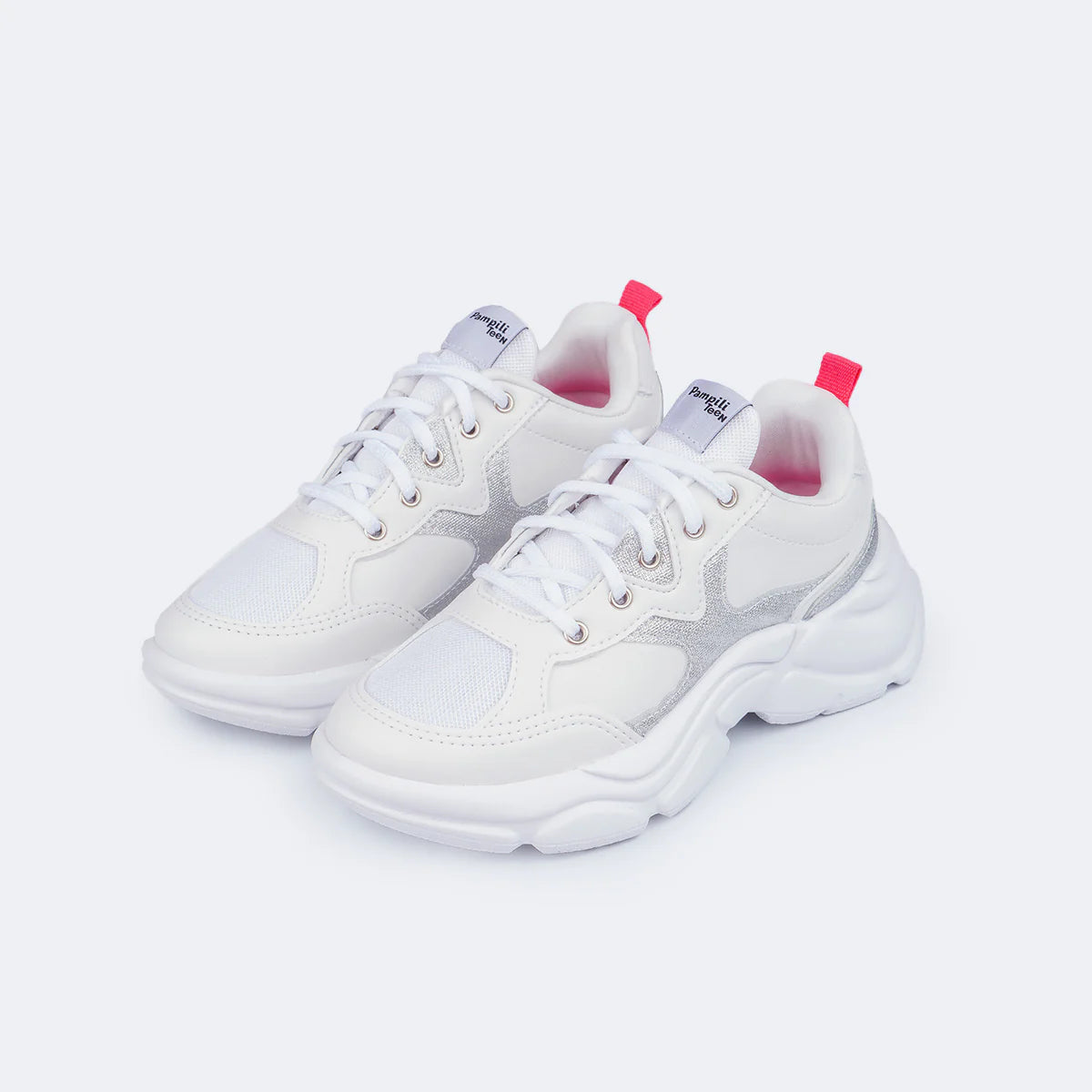 Winnie Glitter White and Silver Children's Sneakers