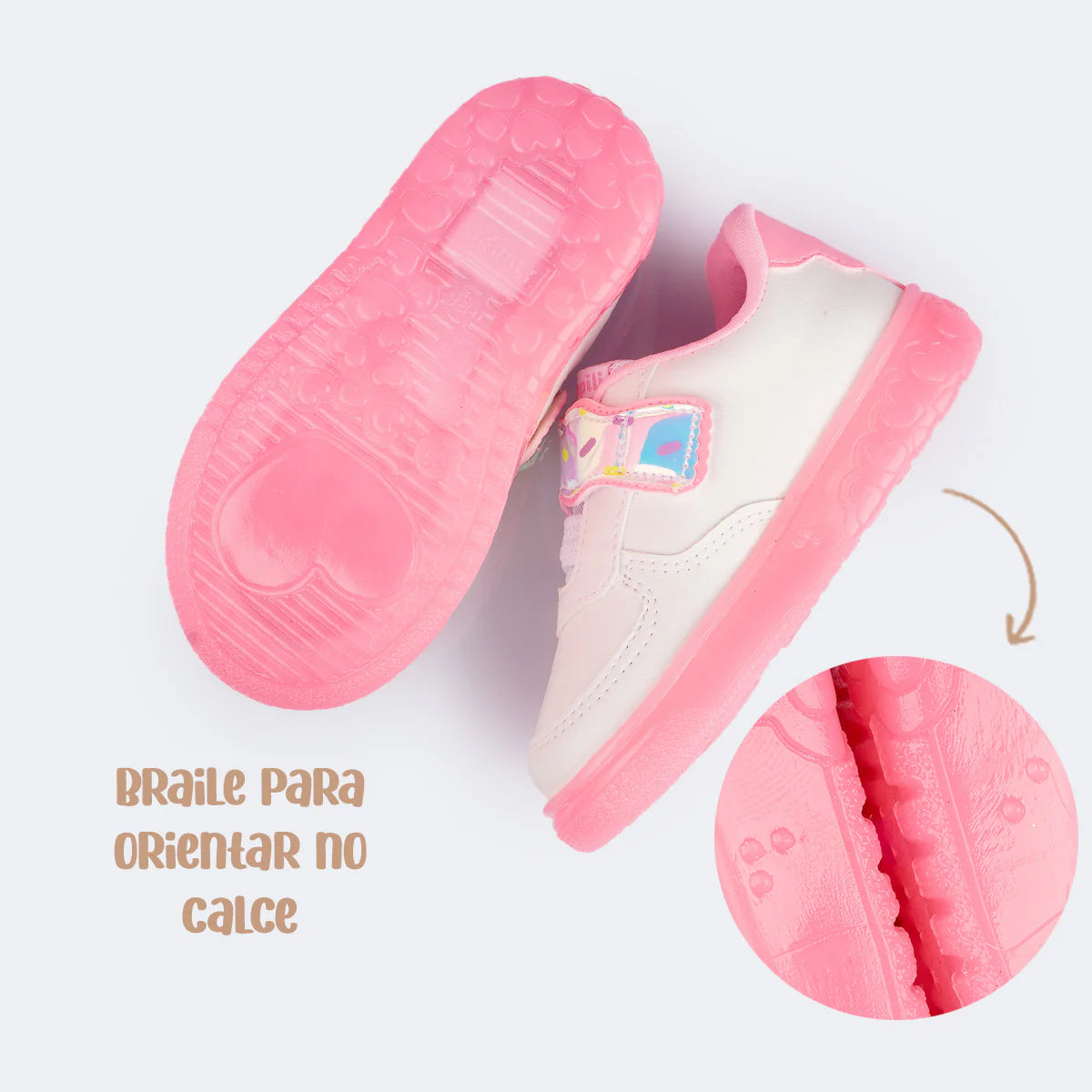 Pampili XP 24 White Pink Sweet Children's Led Sneakers