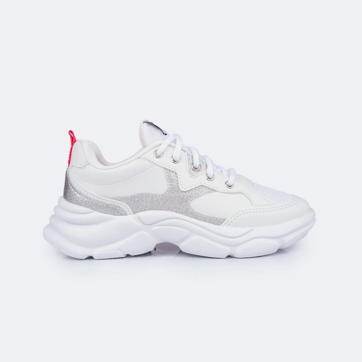 Winnie Glitter White and Silver Children's Sneakers