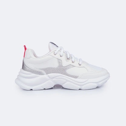 Winnie Glitter White and Silver Children's Sneakers