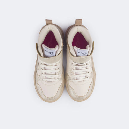 Girls' Nude Gold Glitter Heart Sneakers