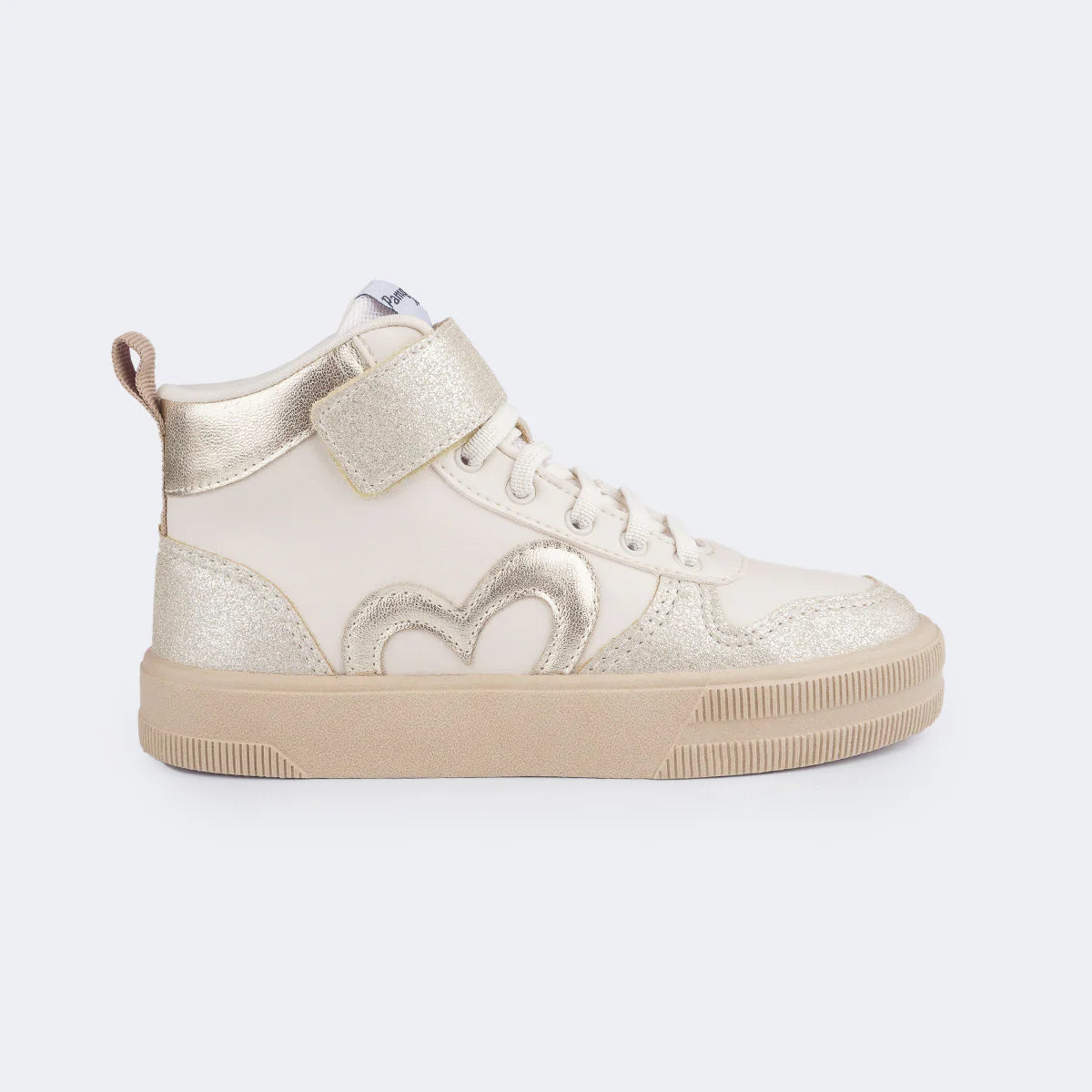 Girls' Nude Gold Glitter Heart Sneakers