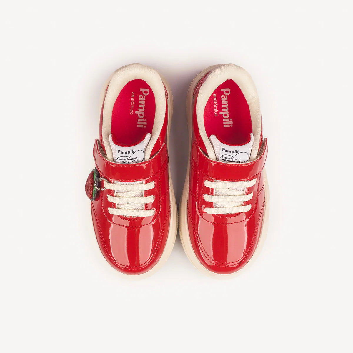Pampili Strawberry Red Patent Leather Children's Sneakers