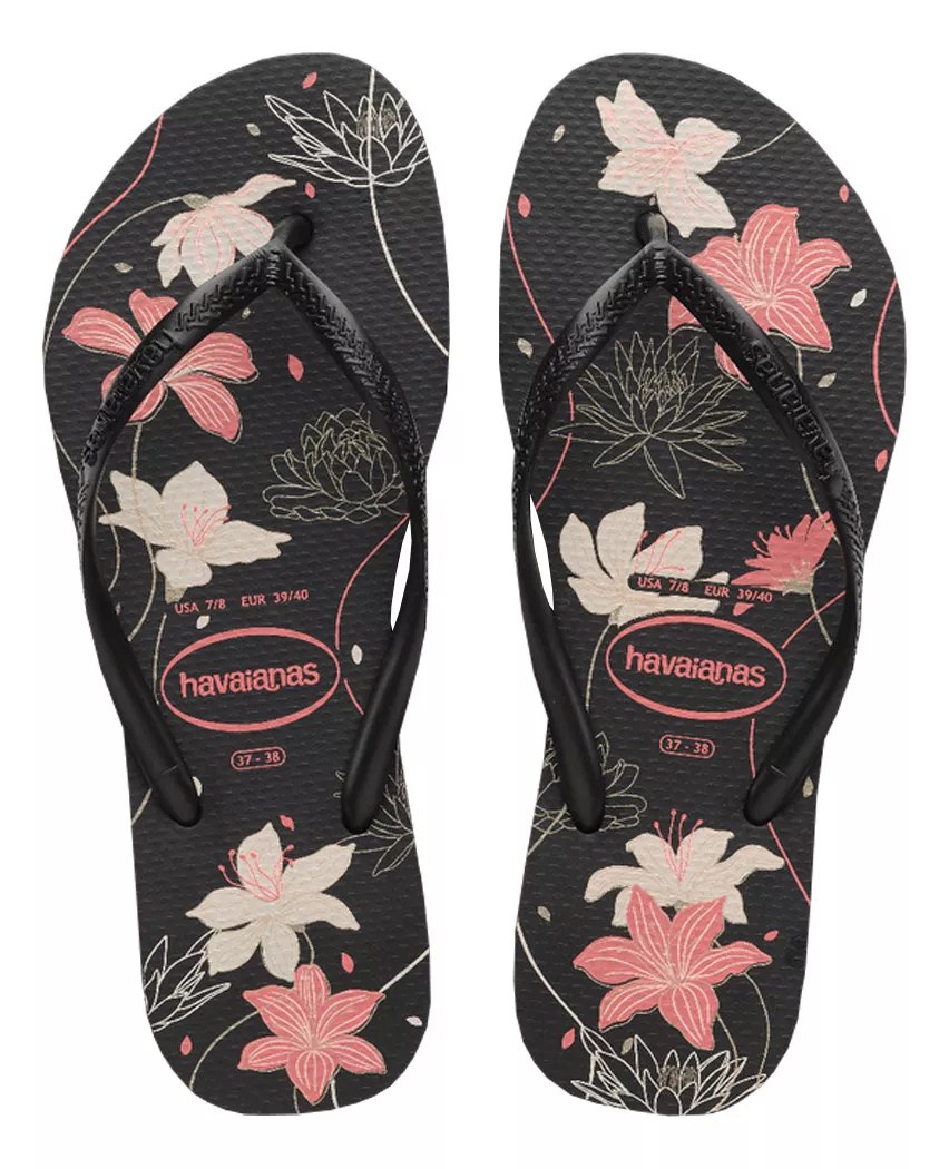 Havaianas Slim Floral Black