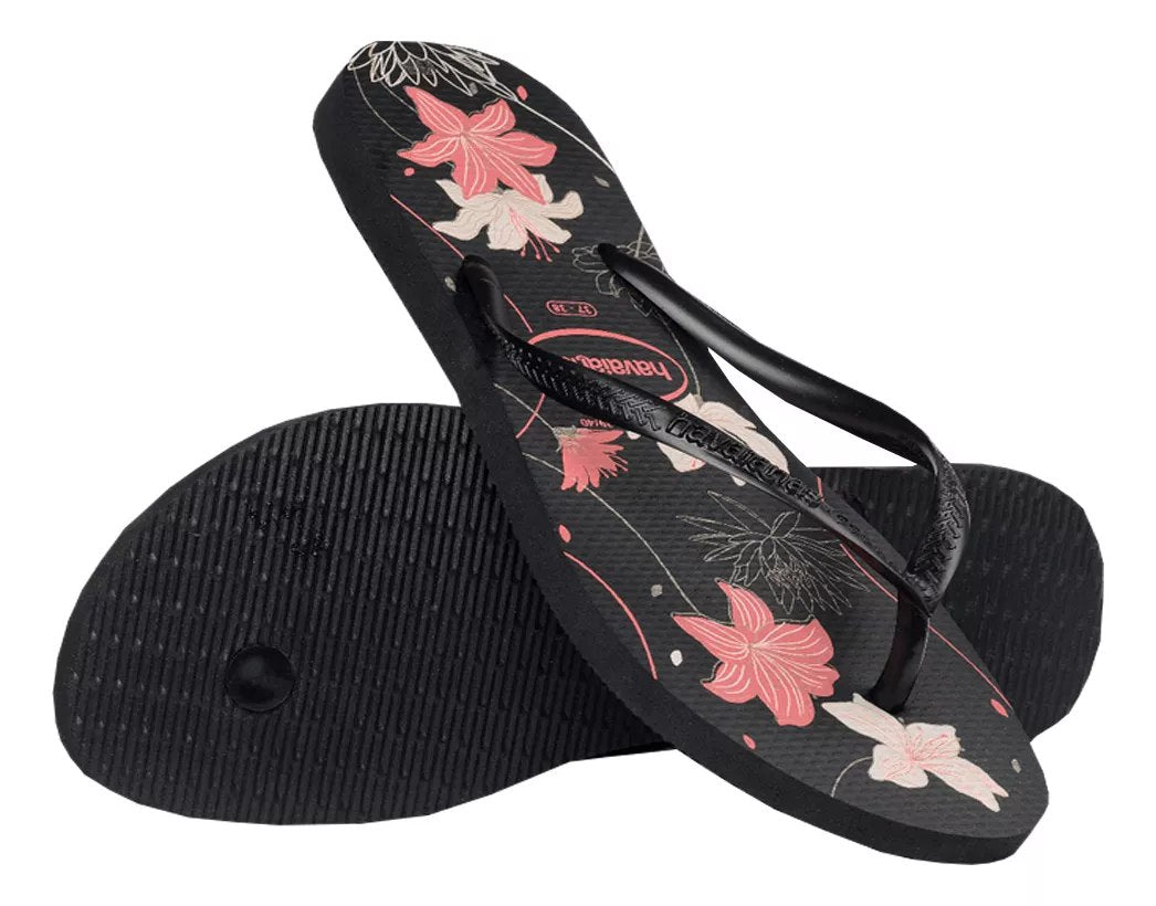 Havaianas Slim Floral Black