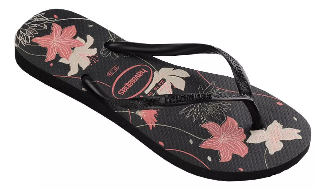 Havaianas Slim Floral Black