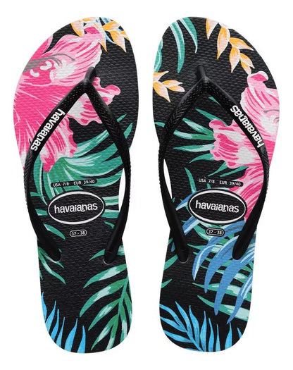 Havaianas Slim Palm Floral Black