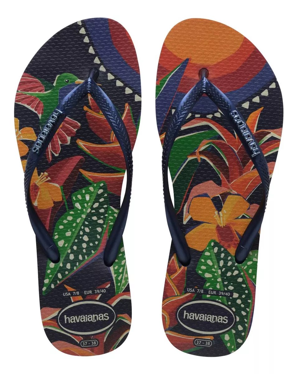 Havaianas Slim Lancamento Tropical Navy