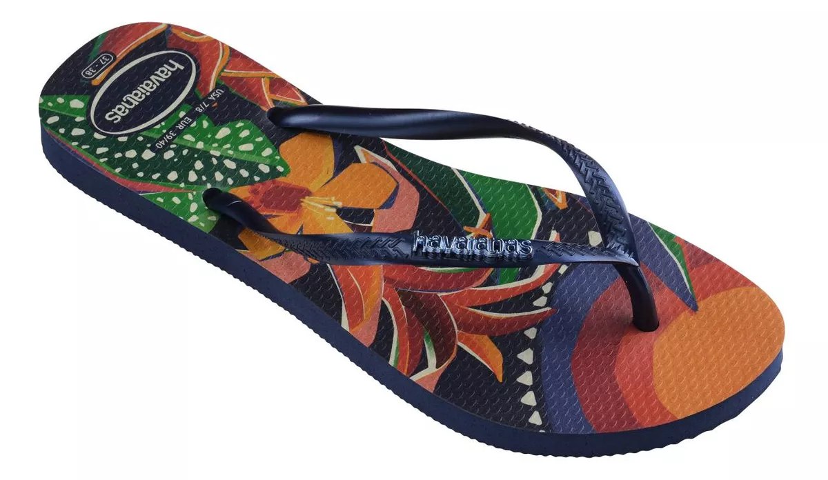 Havaianas Slim Lancamento Tropical Navy