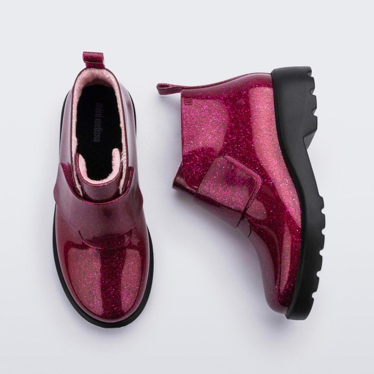 Mini Melissa Pink Glitter Boots