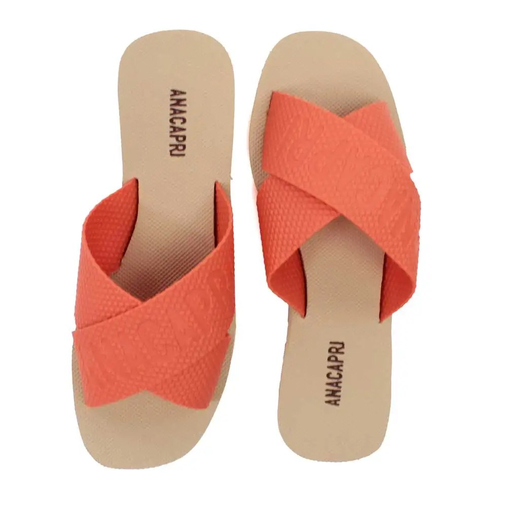 AnaCapri Double Slide Slippers Papaya